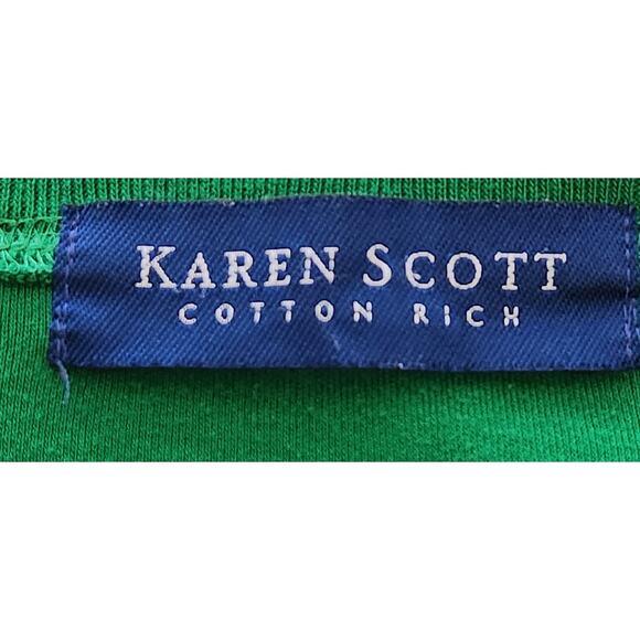 Karen Scott Cotton Rich Green Crew Neck Top Small Short Sleeves Lightweight Soft - Picture 4 of 5